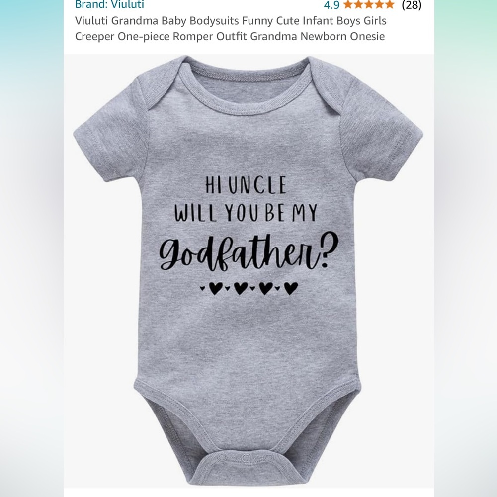 “Hi uncle will you be my godfather” baby onesie